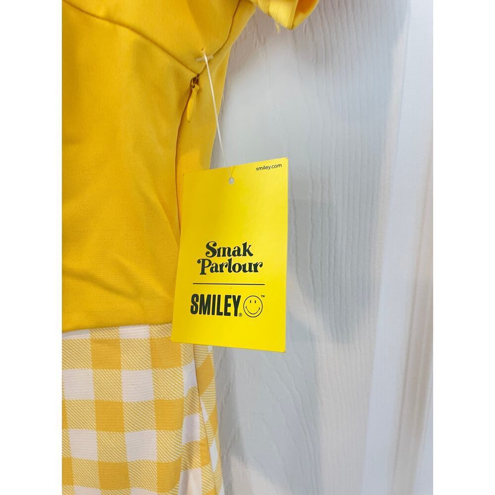 Unique Vintage X Smiley Yellow Gingham Mini Dress with Flowers #47 - Picture 5 of 10